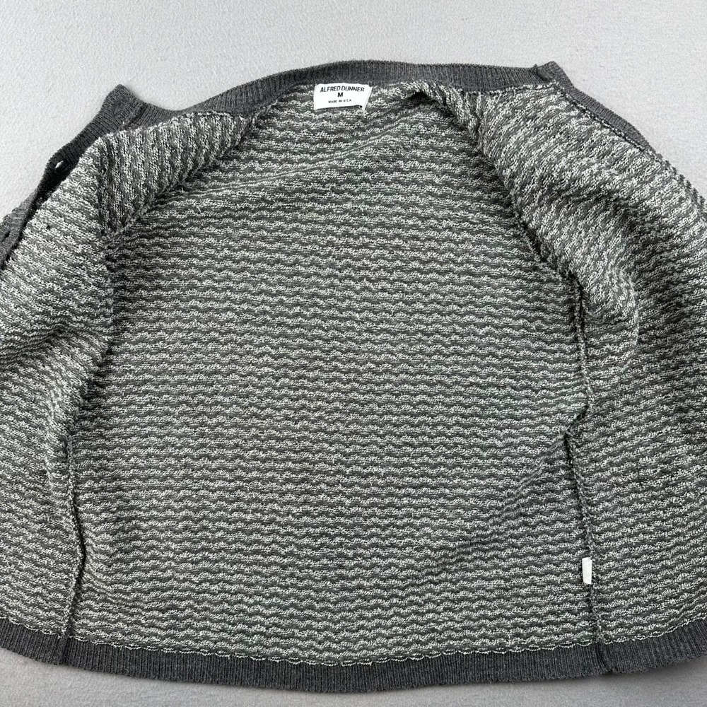 Alfred Dunner Cardigan Sweater Womens M Grey Chevron Zigzag Button Front USA
